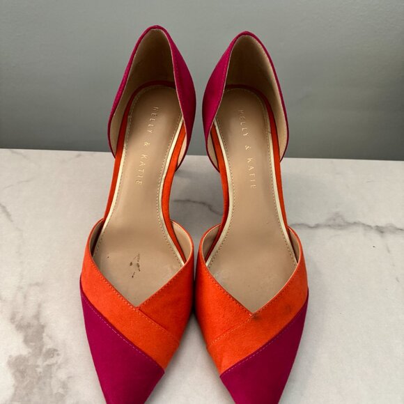 Kelly and Katie Pink and Orange Two Toned Pumps - Picture 3 of 5